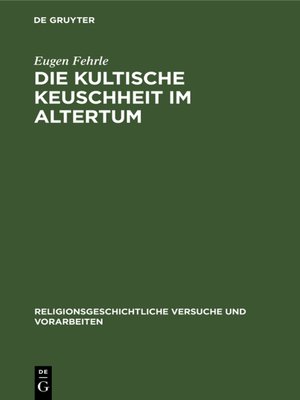 cover image of Die kultische Keuschheit im Altertum